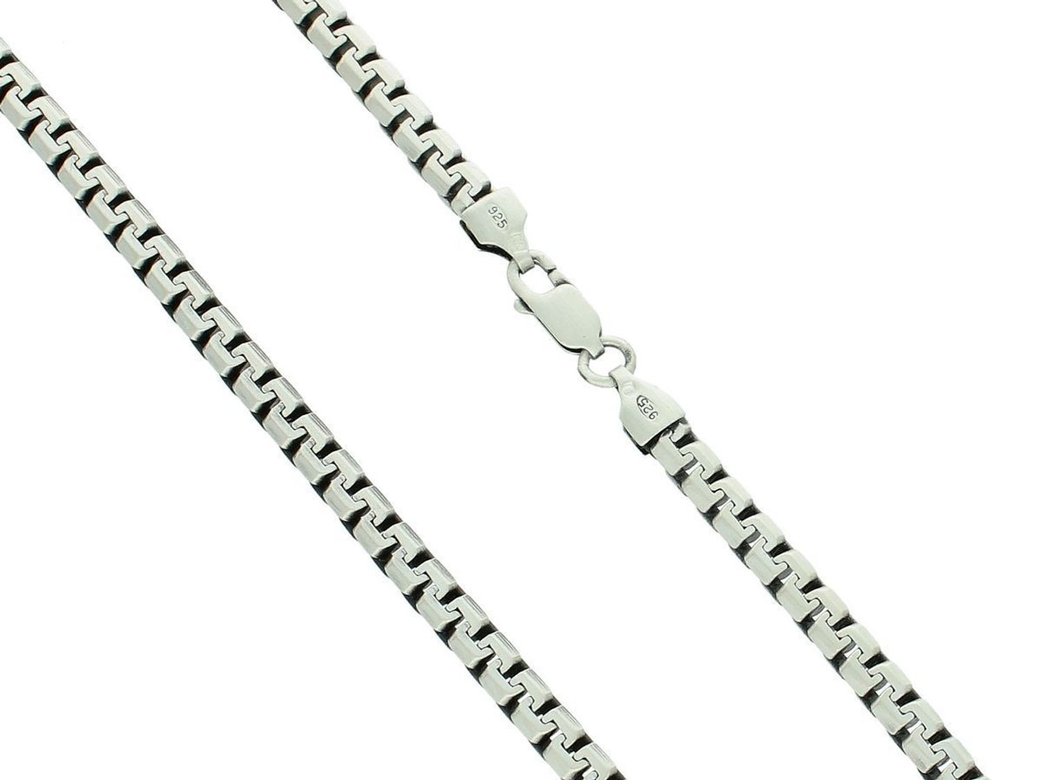 Męski łańcuszek srebrny DIA-LAN-FLATGREKK-925, splot kostka, oksydowany, długość 55 cm, szerokość 4,2 mm, waga 36,70 g, srebro próby 925, zapięcie na karabińczyk. 1.jpg